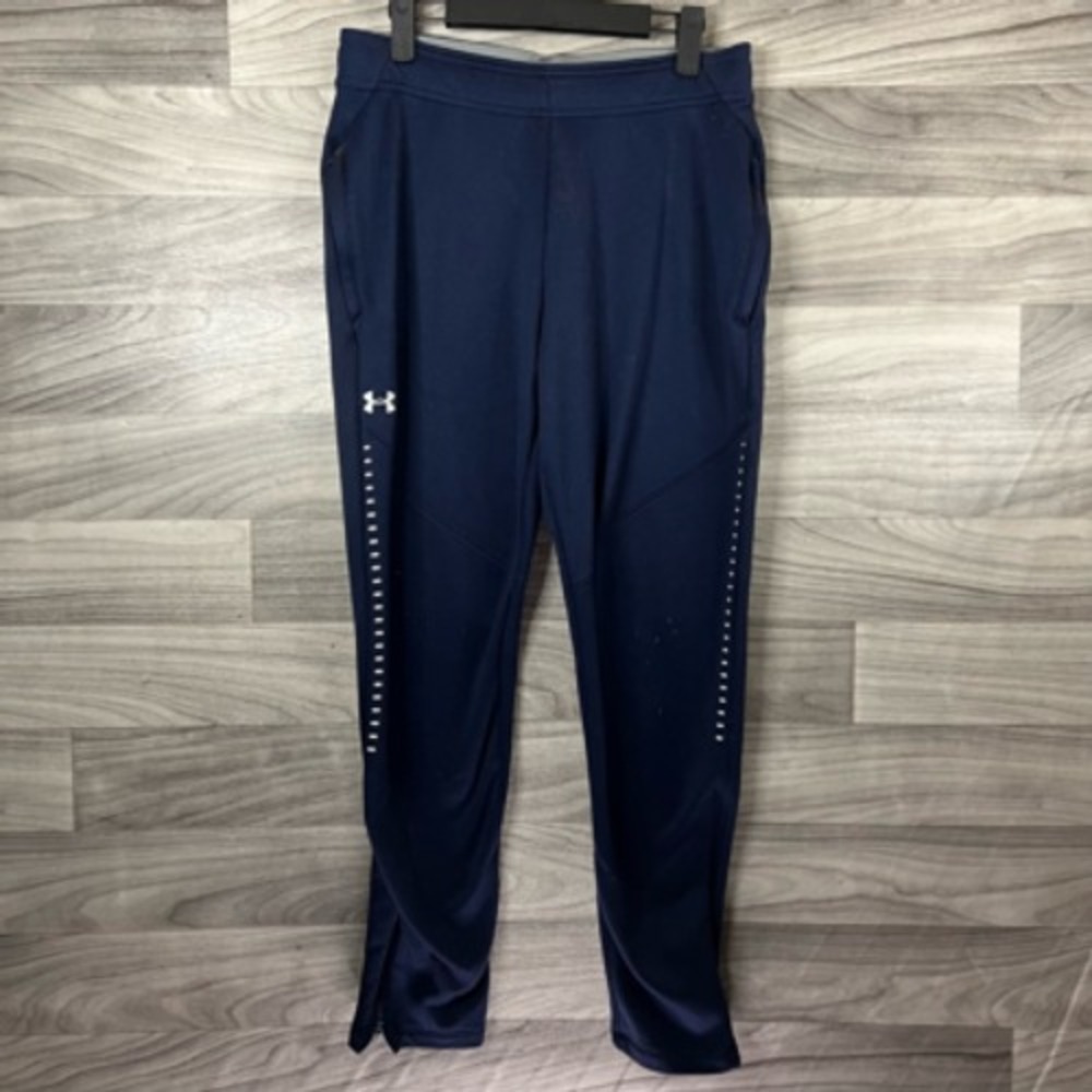 Under Armour Track Pants Womens‎ M Blue White High Rise Cropped Pull On Pockets